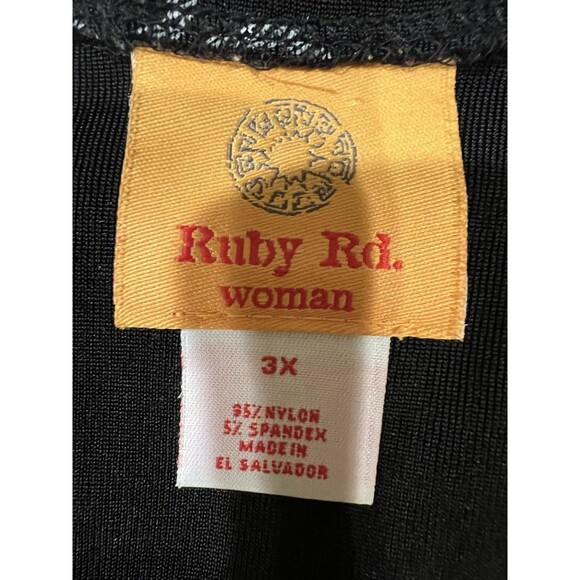 Ruby Rd Top Button Down Blouse Stretch Long Sleeve Black & white Circles Size 3X - Picture 5 of 5